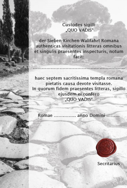 Sieben-Kirchen-Wallfahrt Pilgerurkunde